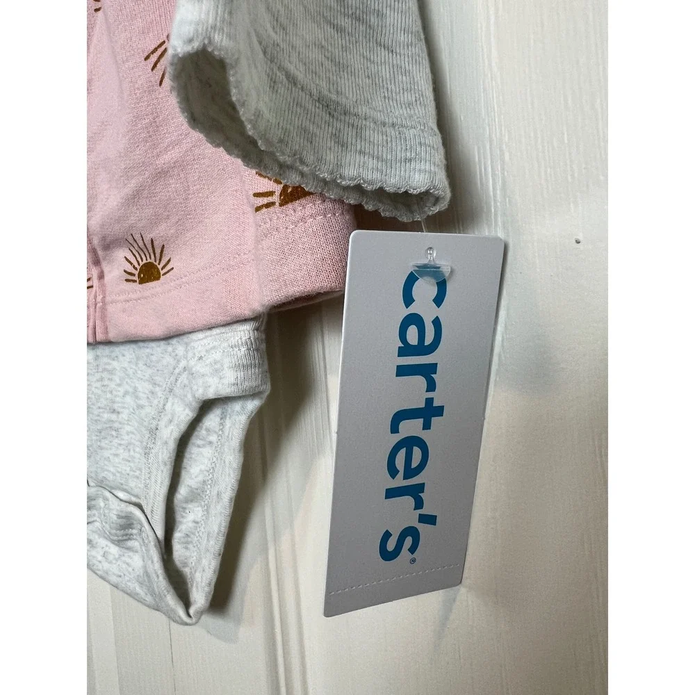 Carter's 2-Piece Vest Set Baby Girl 12M Pink  Print Ruffle Bodysuit Outfit G05